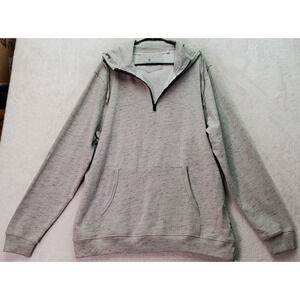 International Report Essentials Hoodie Men XL Gray Cotton Drawstring Quarter Zip